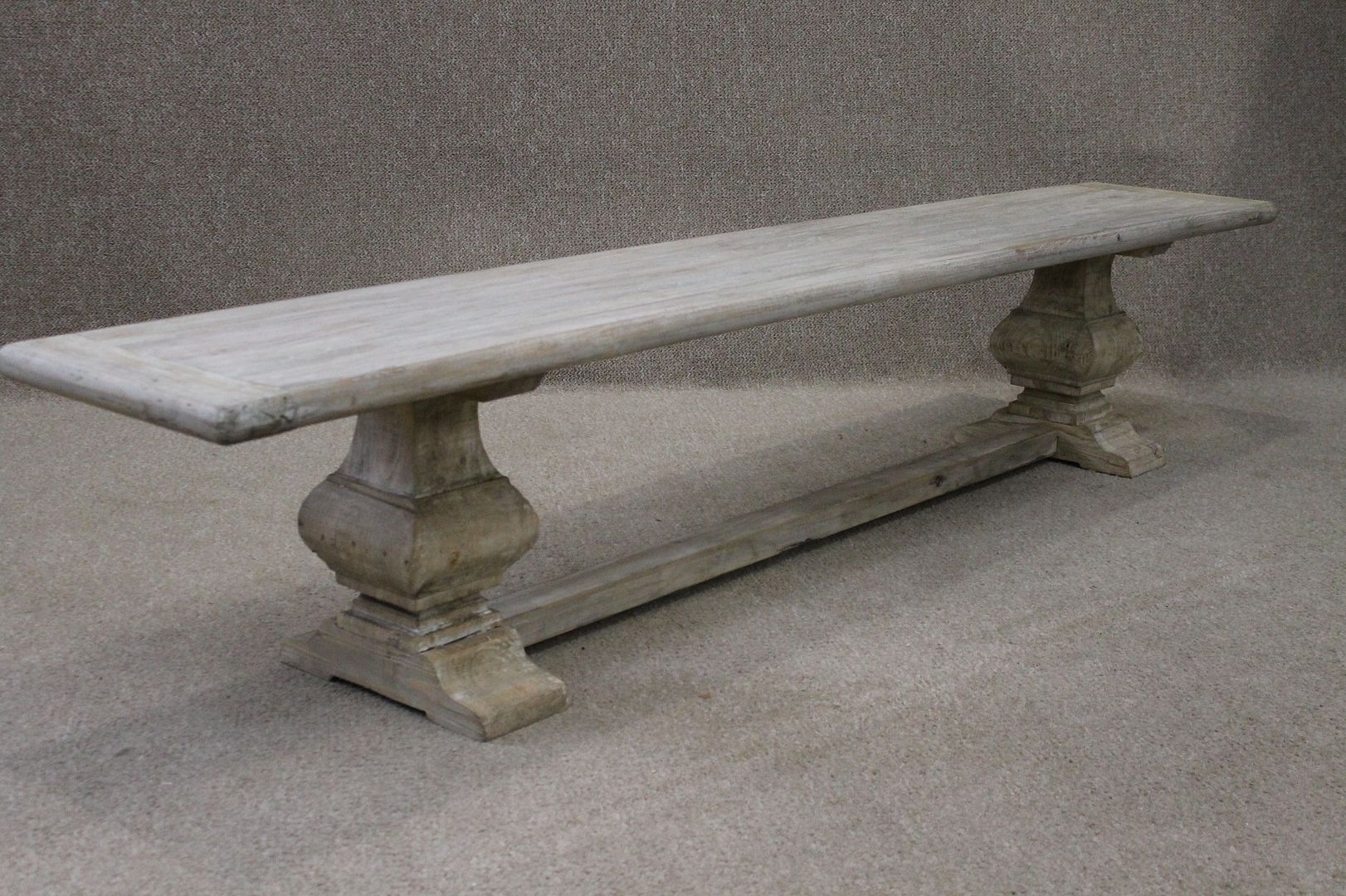 LARGE 3M DISTRESSED LIMED ELM DINING TABLE WHITE WASHED KITCHEN TABLE